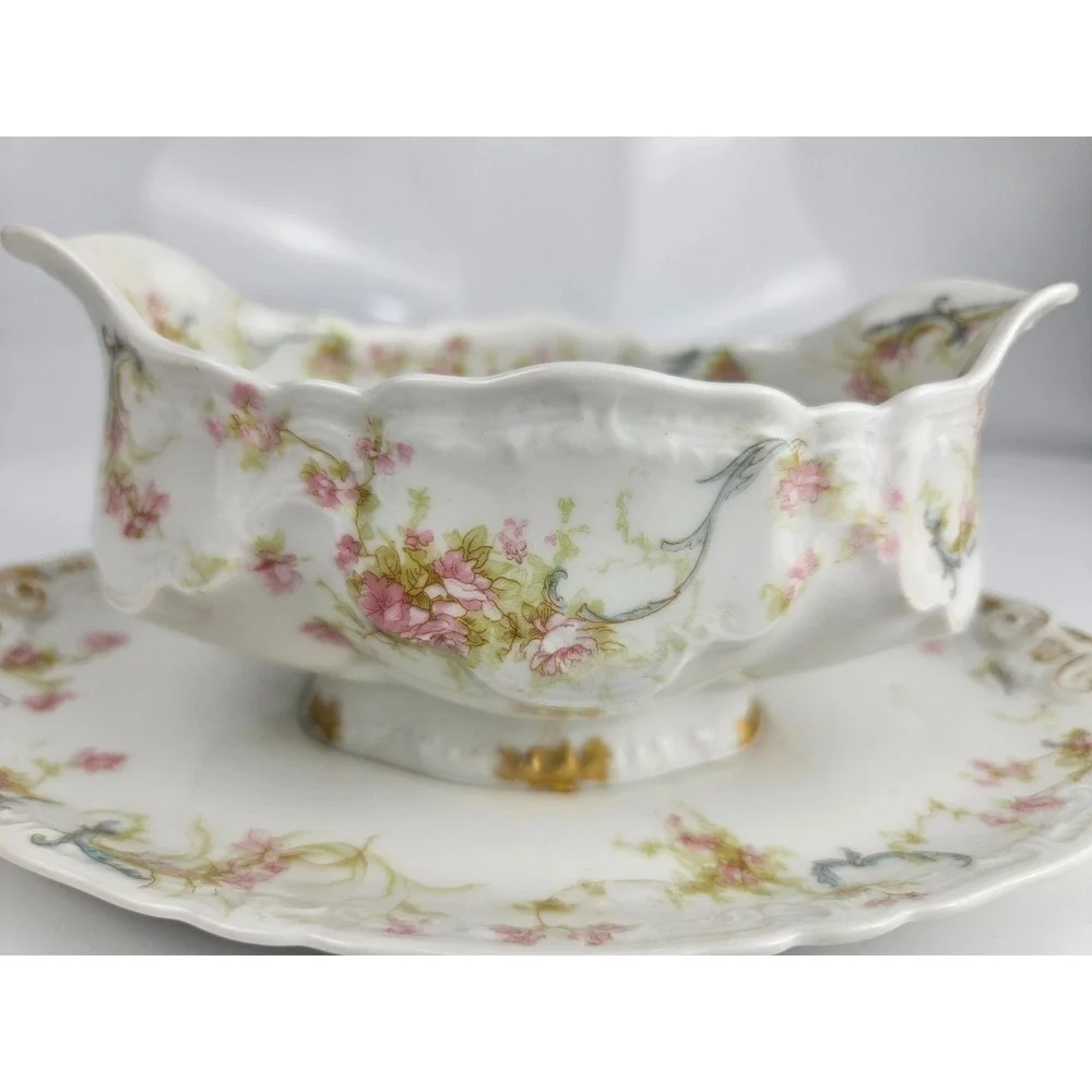 Haviland Limoges‎ Berry Bowl w Attached Underplate & Cabinet Plate
